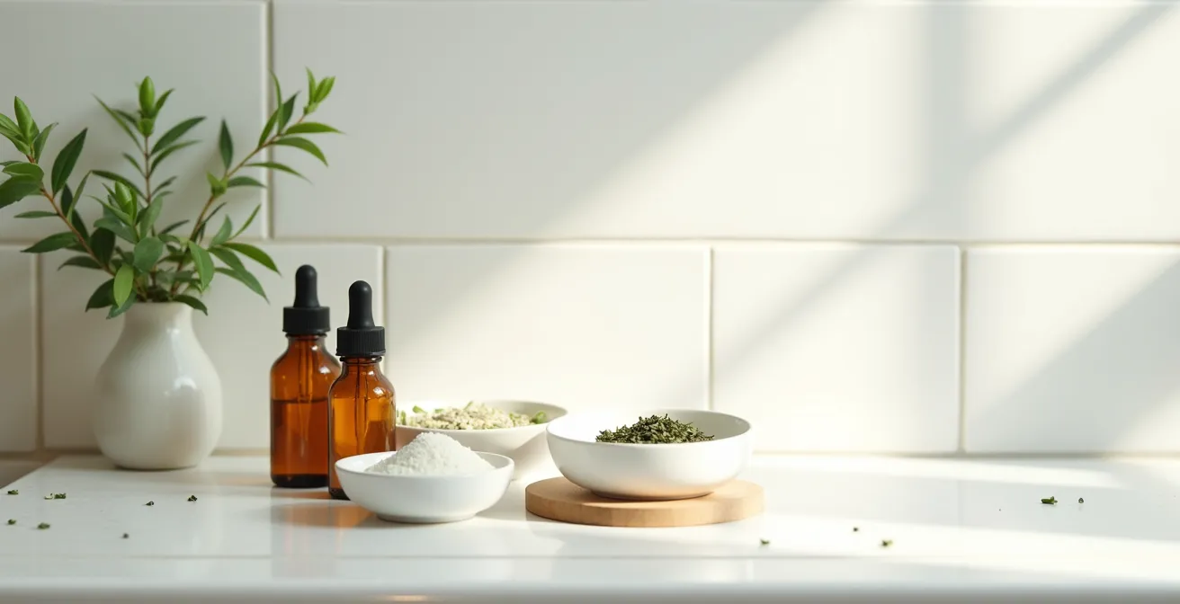 Soothing skincare ingredients being gently applied to recovering skin